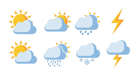 Weather icons set with transparent background