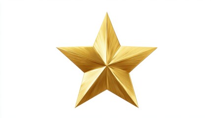 Fototapeta premium Detailed golden star with a three dimensional design displaying sharp points and textured lines. Ideal for decorative use in events or as a wall ornament.
