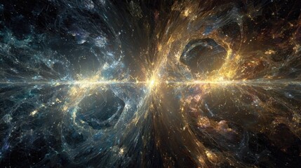 Abstract Cosmic Space Scene with Bright Light and Colorful Nebulae