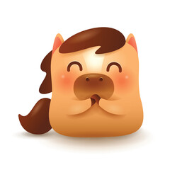 Cute Little Cartoon Horse. Gong Xi Gong Xi Gesture