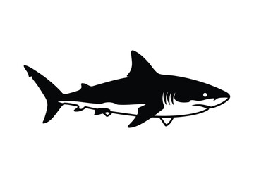 Fototapeta premium Black and White Shark Silhouette