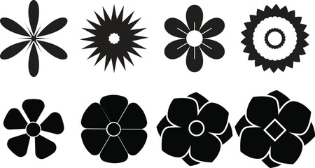 Black and white flower silhouette vector collection design