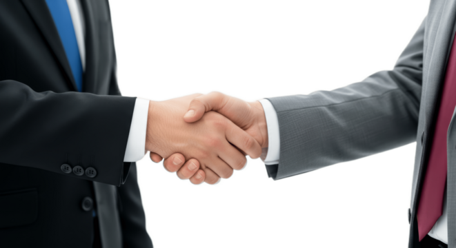 Professional Business Handshake Between Two Executives in Formal Suits – Symbol of Partnership, Agreement, Trust, Successful Negotiation, and Corporate Collaboration in Modern Office and Business