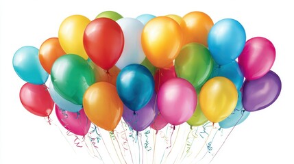 Brightly colored balloons in various shades float together creating a cheerful atmosphere for a celebration or event. Their playful presence brings joy to any gathering.