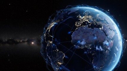Earth with a global network connection illustrating worldwide communication. Telecommunication and internet concept for modern business or education.