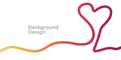Abstract Continuous Line Hearts with Colorful Gradient Shapes on White Background