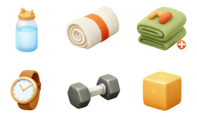 Soft Objects for Fitness and Wellness Lifestyle in a Transparent Studio Setting