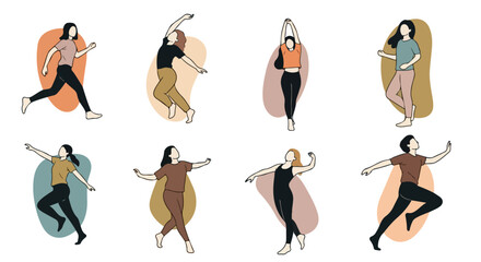 Women stretching and posing in various positions