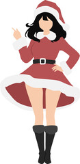 サンタクロースの恰好をした女性のイラスト	