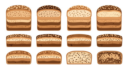 Assorted bread slices with seeds and grains