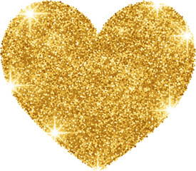 Isolated a Golden glitter particles in heart shape, Abstract luxury glow golden vector hear can be used for Valentines Day design vector art with white background.