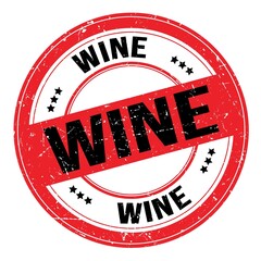 WINE text written on red-black round stamp sign