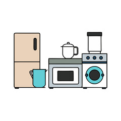 Kitchen and laundry modern household appliances flat design icon