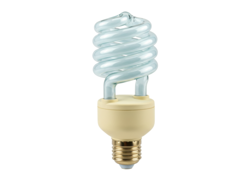 Isolated Energy-efficient compact fluorescent light bulb on seamless backdrop for web design use