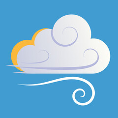 Cloud with wind illustration, weather icon, forecast element