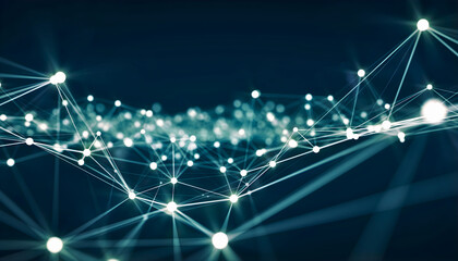Abstract network of glowing nodes and connecting lines on a dark background