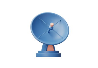 Isolated satellite dish 3D rendering broadcasting wireless technology equipment studio shot