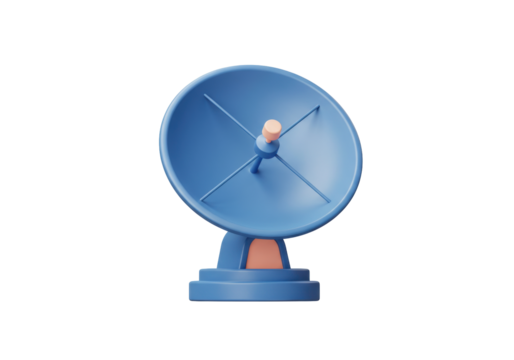 Isolated satellite dish 3D rendering broadcasting wireless technology equipment studio shot