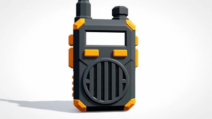 3d rendering of a rugged, black and orange walkietalkie device isolated on white background
