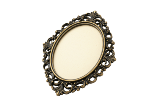 Isolated vintage picture frame, old ornate golden frame on a clean backdrop for easy editing