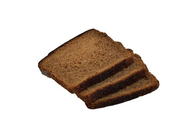 Several slices of rye bread isolated on white background.