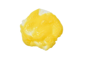 Yellow melted butter stain isolated on PNG background.