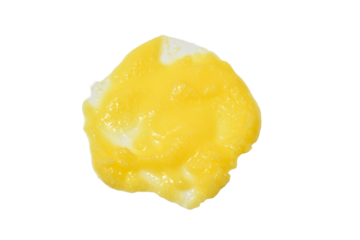 Yellow melted butter stain isolated on PNG background.