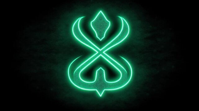 Glowing neon symbol energy sign shining in darkness with futuristic teal light effect perfect for animation logo intro VFX elements digital art backgrounds and powerful visual design projects