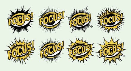 Focus word burst comic style with transparent background