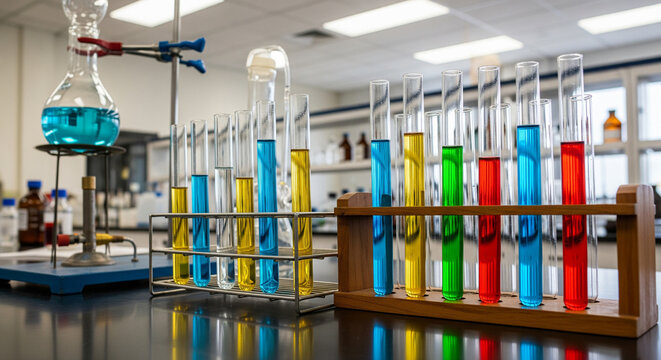 chemical reaction tube in laboratorium