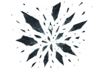 Shattered Broken Glass Fragment Pieces on Transparent Background