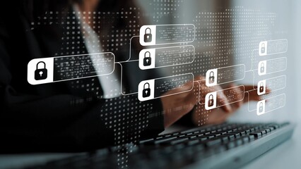 Blockchain structure showing distributed data blocks linked with encryption, representing secure transaction verification, decentralized control, and immutable record system Marrow