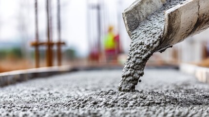 Concrete Pouring Into a Foundation Mold During Construction