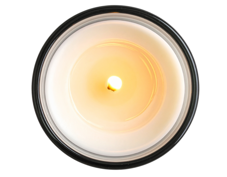 Top-Down View of Burning Candle in Transparent Glass Holder, Isolated PNG - Powered by Adobe
