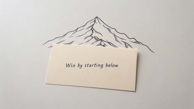 Minimal sketch of a mountain peak with a motivational message