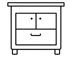 Minimalist Black and White Cabinet Illustration with Drawers for Storage Solutions in Home Decor
