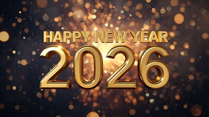 Happy New Year 2026 Text Illustration Background New Year Celebration Typography Graphic Design Photo