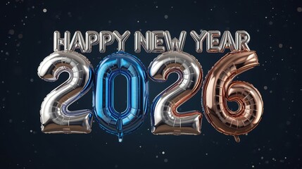 Happy New Year 2026 Text Illustration Background New Year Celebration Typography Graphic Design Photo