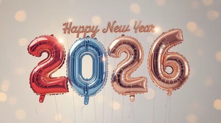 Happy New Year 2026 Text Illustration Background New Year Celebration Typography Graphic Design Photo