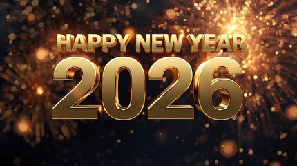 Happy New Year 2026 Text Illustration Background New Year Celebration Typography Graphic Design Photo