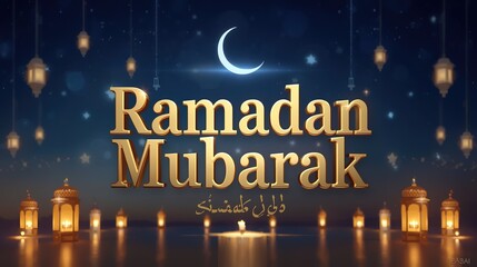 Ramadan Mubarak Text Illustration Background