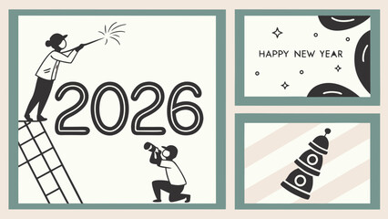 Festive new year 2026 celebration with sparkler and rocket