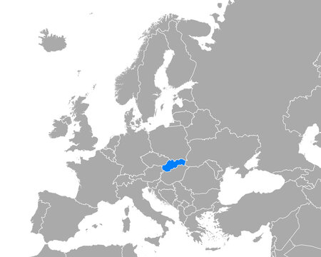 Karte der Slowakei in Europa