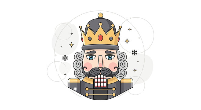 Charming nutcracker king vector illustration with decorative elements and winter holiday theme