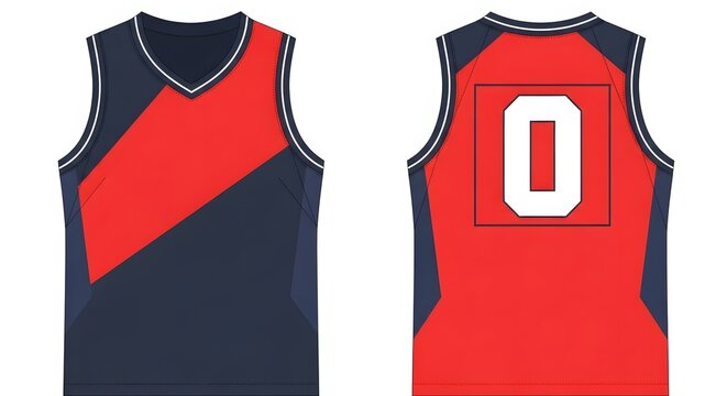 Vector Mockup of Australian Rules Football AFL Guernsey Front and Back View with Number 0