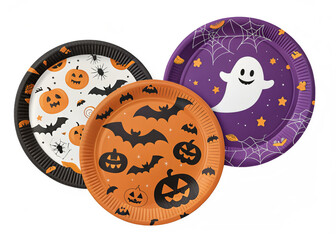 halloween-themed-paper-plateson a isolated transparent background	