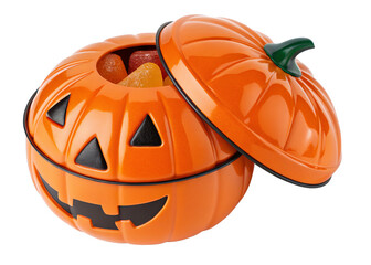 pumpkin-shaped-candy-box- on a isolated transparent background	