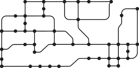 Abstract Subway Map on Transparent Background
