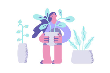 Growing plants and home flowers concept.