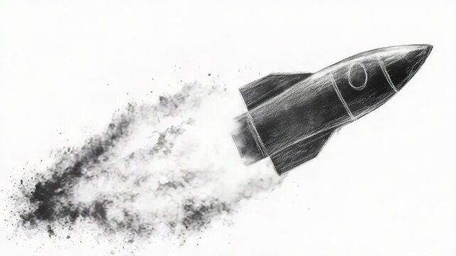 Video A pencil drawing of a rocket lifting off into space - Powered by Adobe